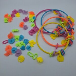 Vintage 1991 Dance Party Replacement Charm Bracelet Lot Plastic Bangle Charms